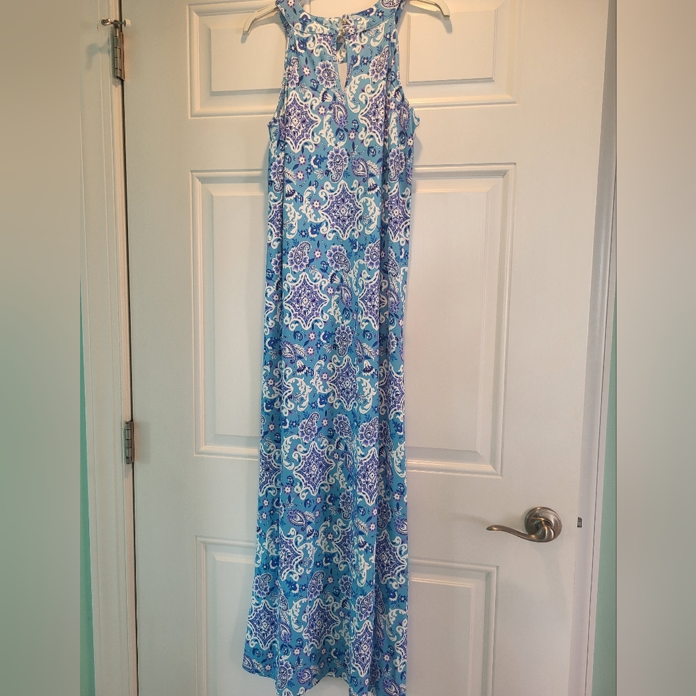 Stella Parker Chic Blue Patterned Maxi Dress - Picture 3 of 9